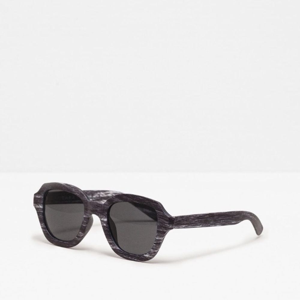 ZARA WOODEN SUNGLASSES BLACK GREY 😎 NEW WITH TAGS AND CASE